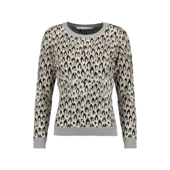 NWT DVF Wool Metallic Leopard Jacquard Knit Slim Fit Crewneck Pullover Sweater S - Picture 7 of 8